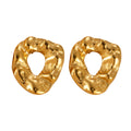 Europe United States Women's INS Geometric Hollow Circle Stainless Steel Gold-Plated Stud Earrings Designer Personality Jewelry