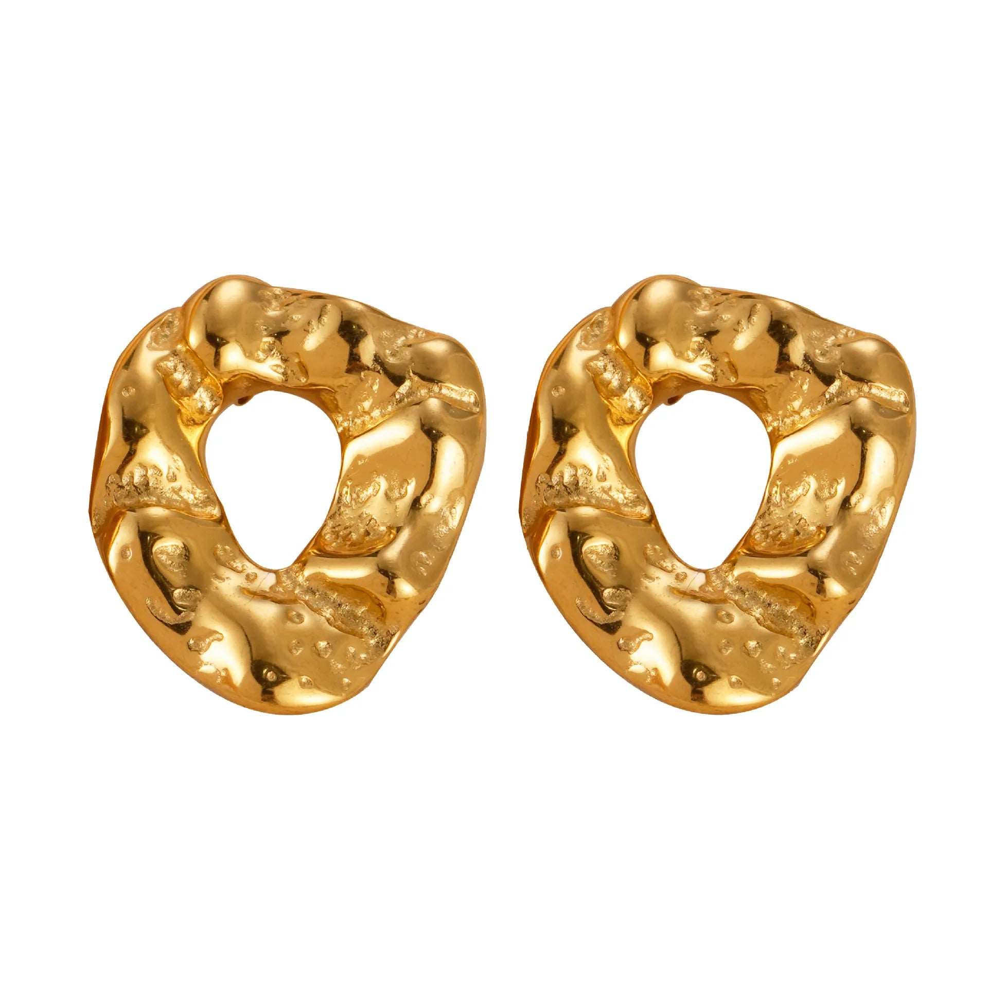Europe United States Women's INS Geometric Hollow Circle Stainless Steel Gold-Plated Stud Earrings Designer Personality Jewelry