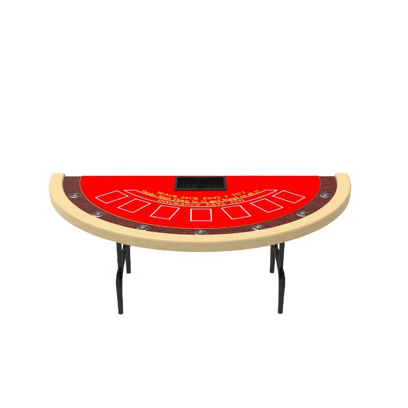 YH 7 Player Seats Casino Full Printing Table Layout Folding Blackjack Poker Table With Water Rail for Sale