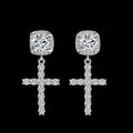 Dazzling Zircon Statement Jewelry 925 Sterling Silver Runway Cross Drop Earrings for Women