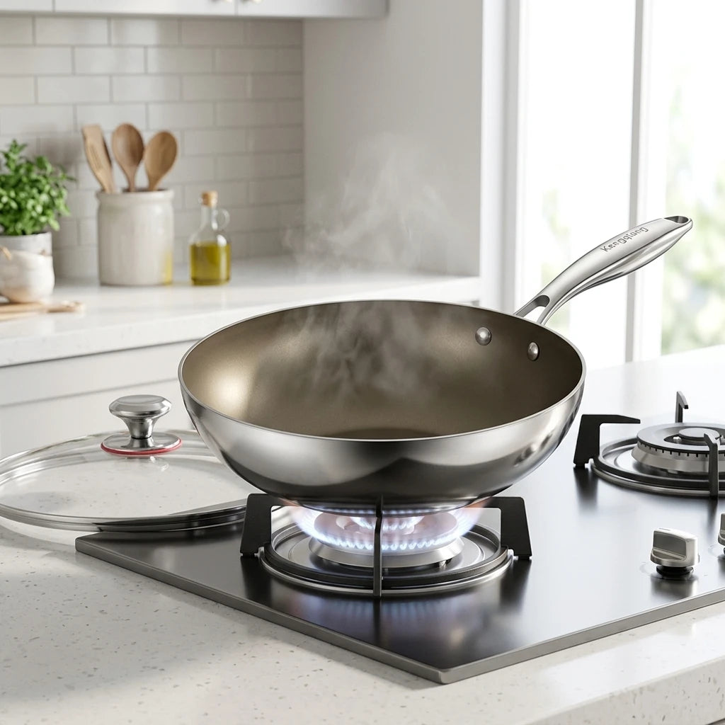 28cm High and Durable Chinese Home Titanium Ware Cooking Wok Non-stick Wok for Induction Cooker