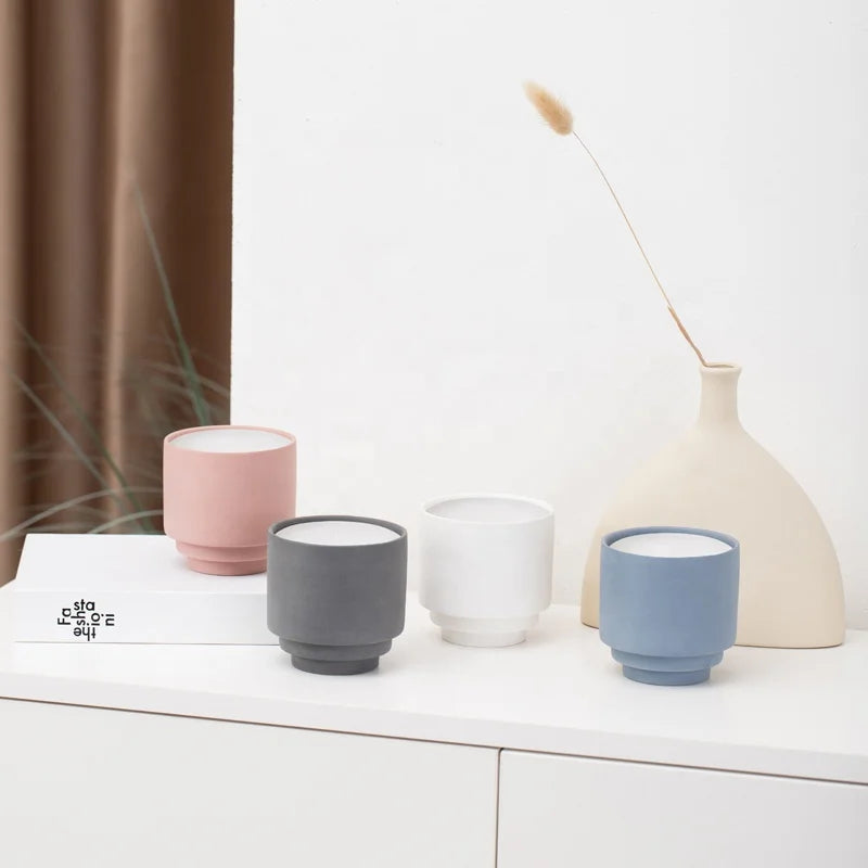 YBH Customize Modern Round Candle Vessel Porcelain Ceramic Mini Votive Candle Jars Candle Stand Christmas Home Decor
