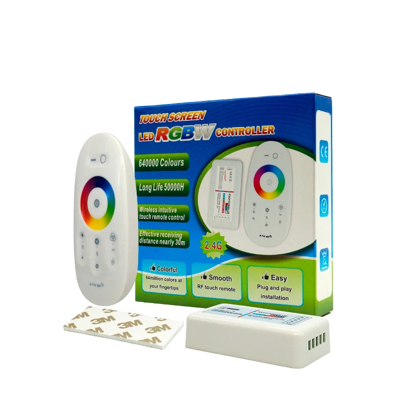 2.4GHz RF Wireless Touch Remote RGBW & RGB Dimmer Controller for LED Strip Light DC12-24V RF2.4G with 2.4G Wireless Touch Screen