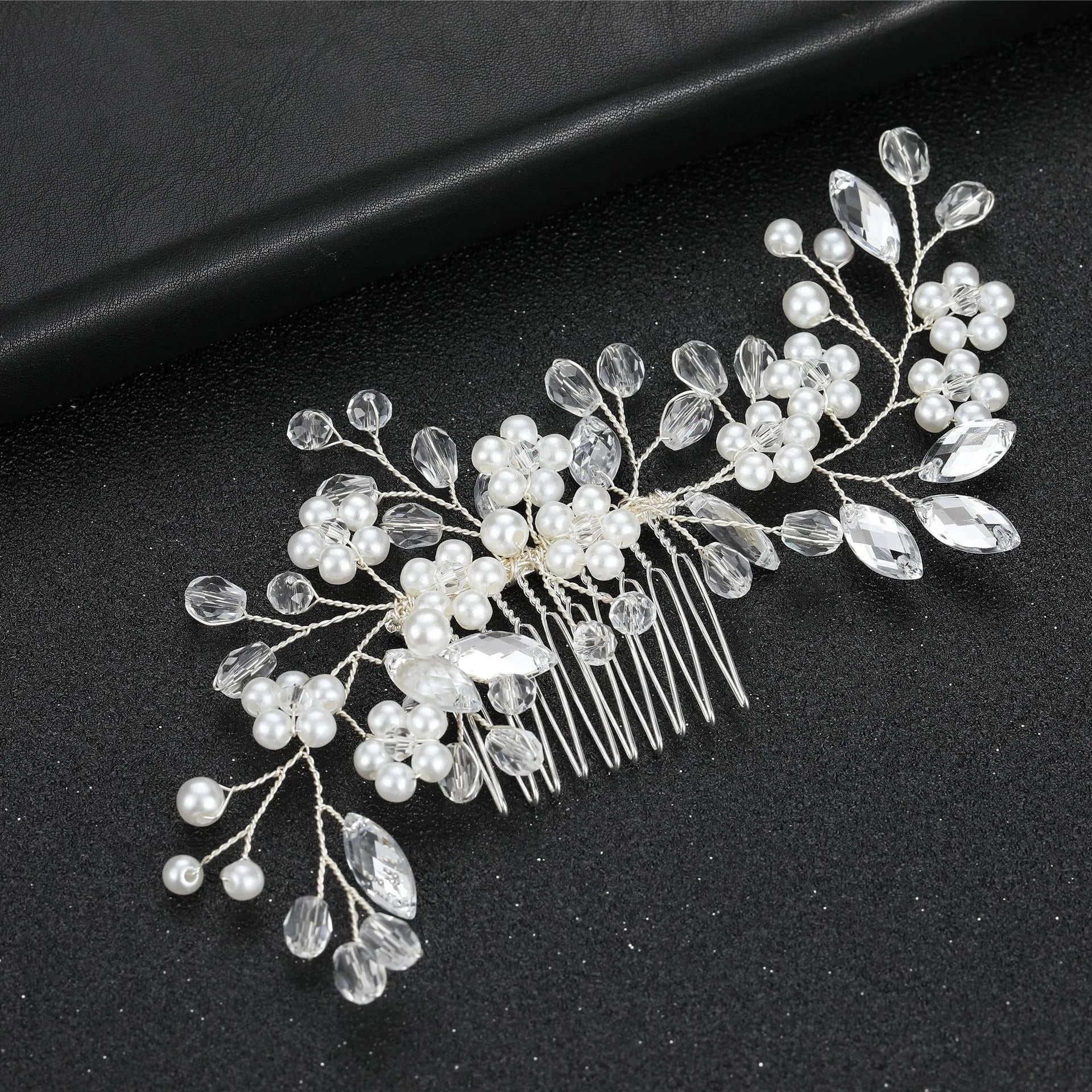 ML835 Fashion Pearls Hair Comb Bridal Handmade Crystal Hair Comb Wedding Headdress