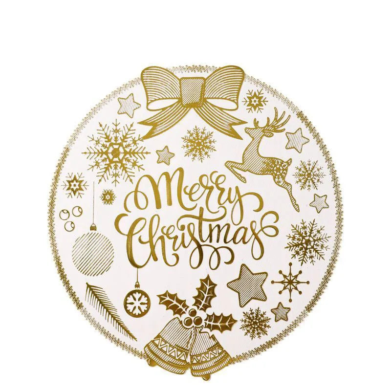 Ychon Festival Series Christmas Table Mat Household Kitchen Accessories PVC Luxury Anti-hot Round Waterproof Western Placemat
