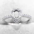 Semi Mount 5*7mm Sterling Silver Ring Pear Shape Empty Blank Support Claws Setting S925 Base Without Center Stone for DIY Inlay