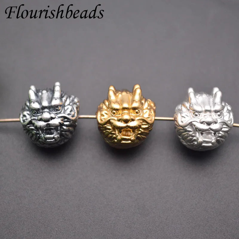 Lucky Chinese Style S999 Pure Silver Dragon Round Shape Sterling Spacer Loose Beads for Fine Jewelry Necklace Bracelet Making