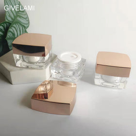 Customization Luxury 5g 10g 15g 50g Acrylic Transparent Plastic Cream Jar With Rose Gold Lid for Skin Care Face Cream Jar