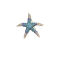 Fashion Blue Rhinestone Starfish Brooch Pins Female Creative Corsage Brooches Jewelry Accessories