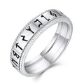 925 Sterling Silver Viking Runes Ring for Men Personalized Norse Alphabet Jewelry with Customizable Engraving Rhodium Plated