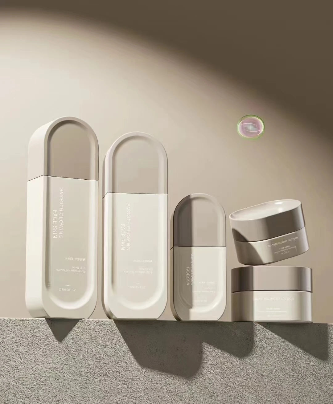 Luxury Customized logo Cosmetic Glass Bottle 40ml 100ml 120ml and square Face Cream Jar 30g 50g Glass Serum Bottle with Pump
