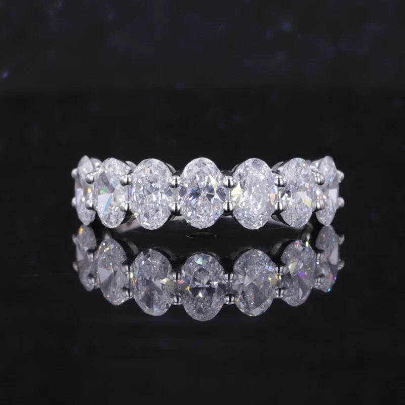 7pcs 0.2ct  Classic Oval Stone Diamond Wedding Ring 10k White Gold Lab-Ground VVS Clarity Diamond Rings