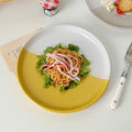 INS Yellow and White Contrast Color Ceramic Plate Simple Khaki Dessert Western Plate