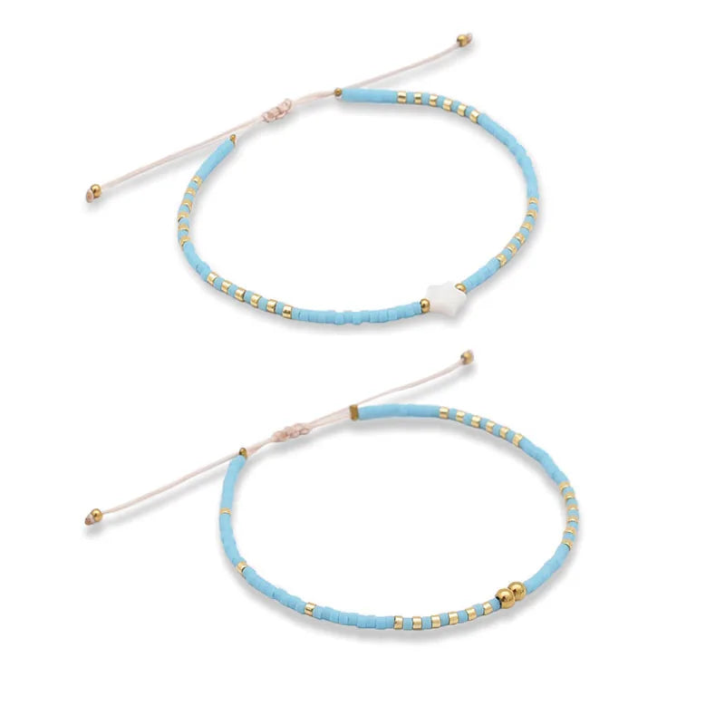 Miyuki Rice Beads 18K Gold Plated Stainless Steel Women's Rope Braided Trendy Bracelet Bangles Anniversary Gift Fashion