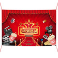 Huancai Cinema Party Backdrop Now Showing Popcorn Photo Booth Banner Photograph Background for Movie Night Party Decorations