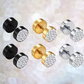 Steel Trendy Earring 18K Gold Round Women Crystal Jewelry Fine Cuff Earrings Fashion Men's Ear Studs Bolt Stud Earrings for Men