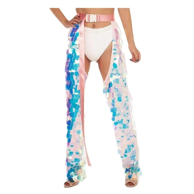Sequin Trousers Long Pant Festival Outfit Bling Bling Sequin Chaps