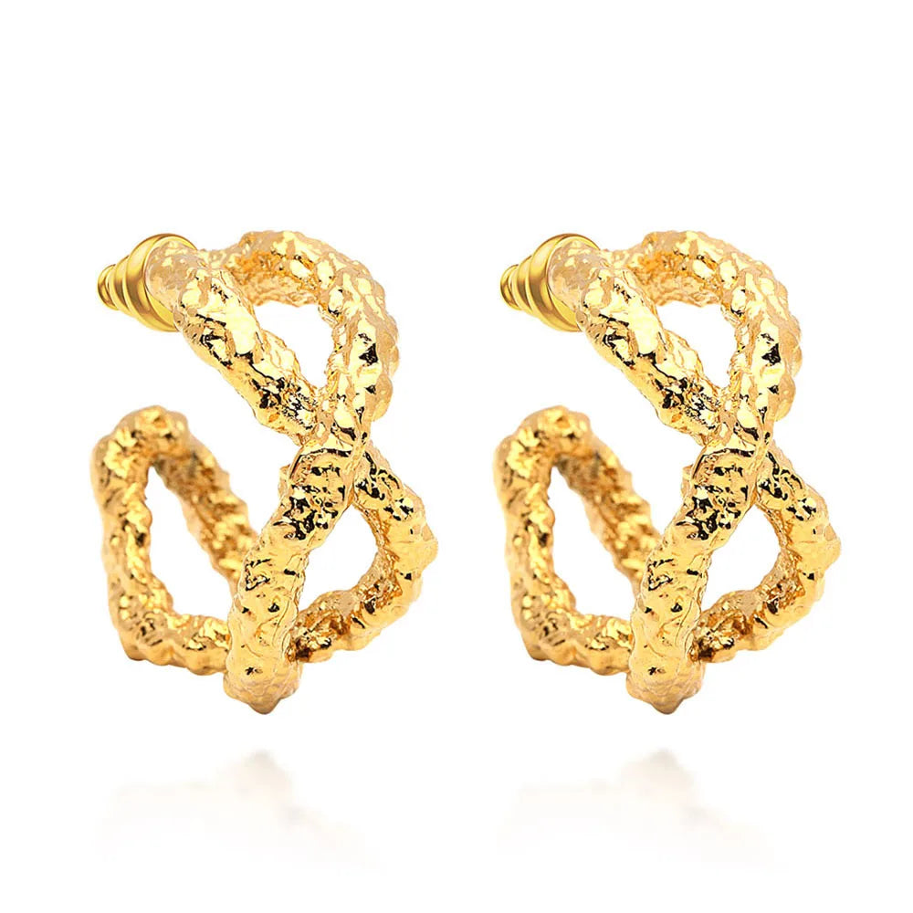 Simple Intersecting Rock Line Circle Earrings for Women Fashion Boucle D'oreille Jewellery