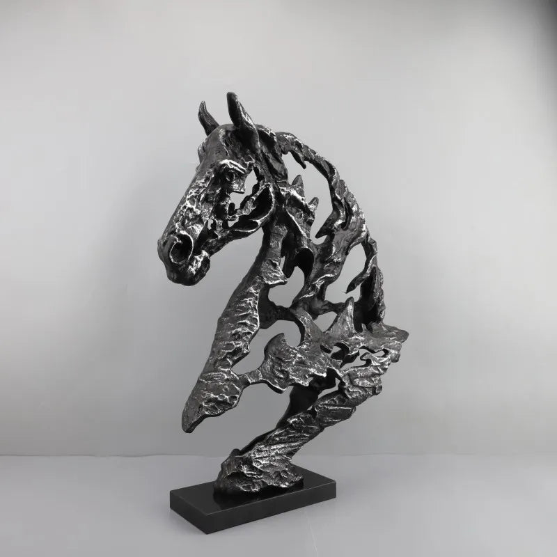 Living Room Hotel TV Cabinet Home Decorations Creative Abstract Hollowed Horse Head Sculpture Ornament
