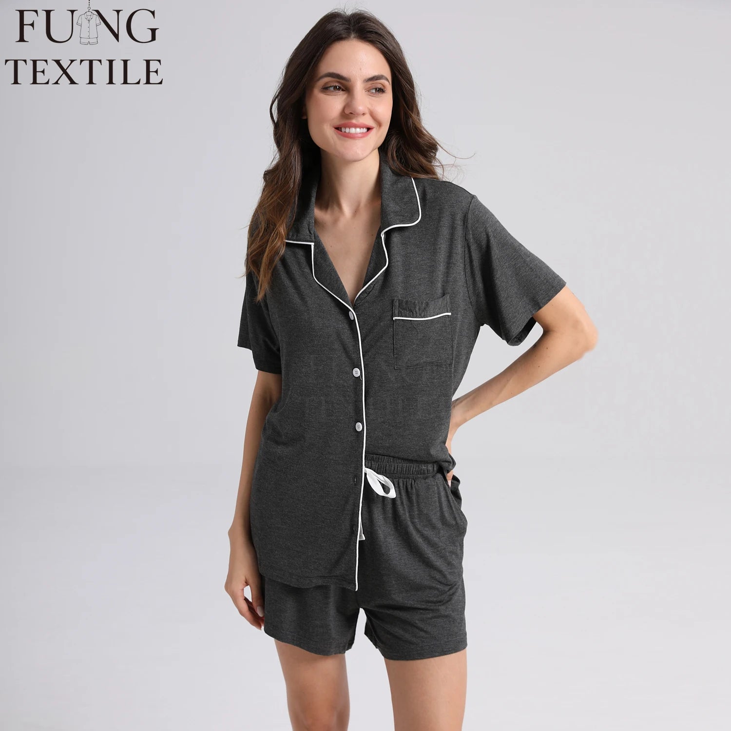 FUNG 6058 Women's Romantic Luxury Solid Summer Modal Pajama Set with Pocket for Bride and Bridesmaid Gifts