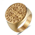 Wholesale Personalized Stainless Steel Men Gold Custom Engraving Rings 18K Gold Plated Non Tarnished Jewelry
