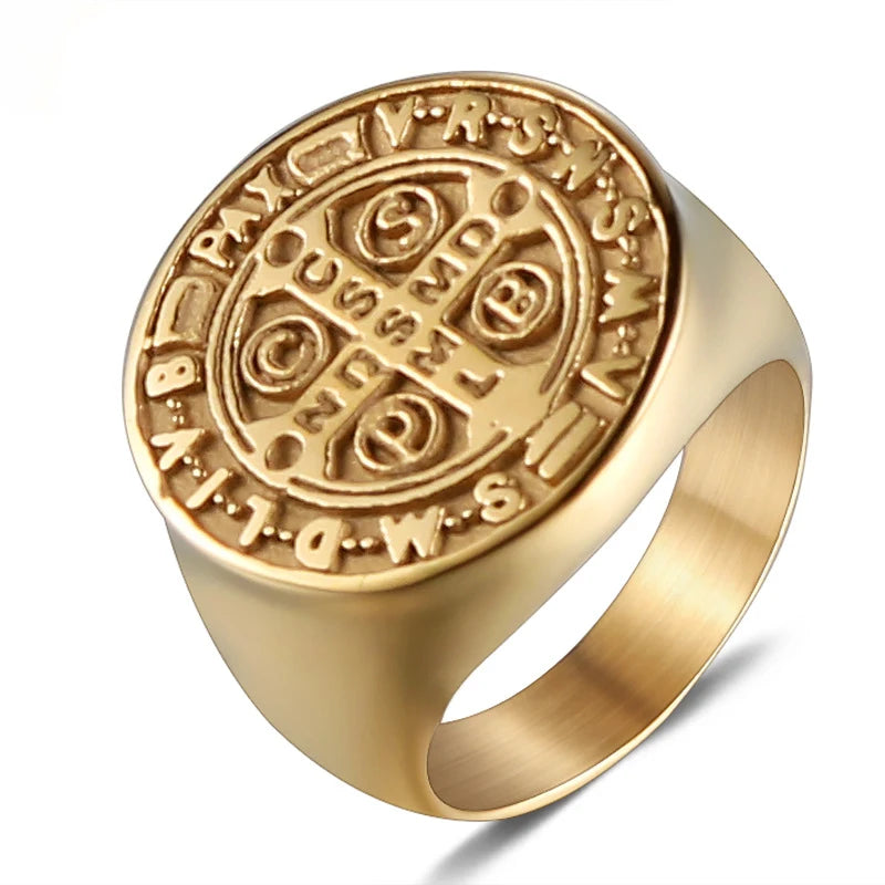 Wholesale Personalized Stainless Steel Men Gold Custom Engraving Rings 18K Gold Plated Non Tarnished Jewelry