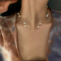 Zooying 2023 Fashion Jewelry Double Layered Pearl Delicate Gold Chain Retro Luxury Temperament Elegant Necklace