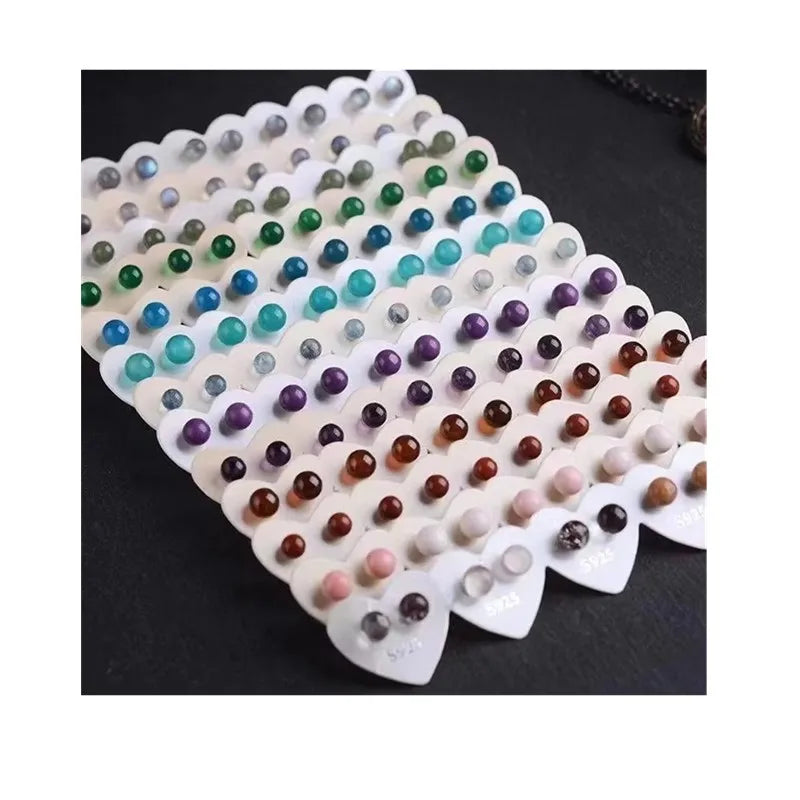 New Korean All-match Color S925 Silver Needle Earrings Set Dainty Stud Earrings
