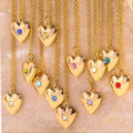 2025 Dainty Heart Locket Album Necklace 12 Birthstone Zircon Necklace 14K Gold Plated Charms Necklaces Jewelry for Women Girls