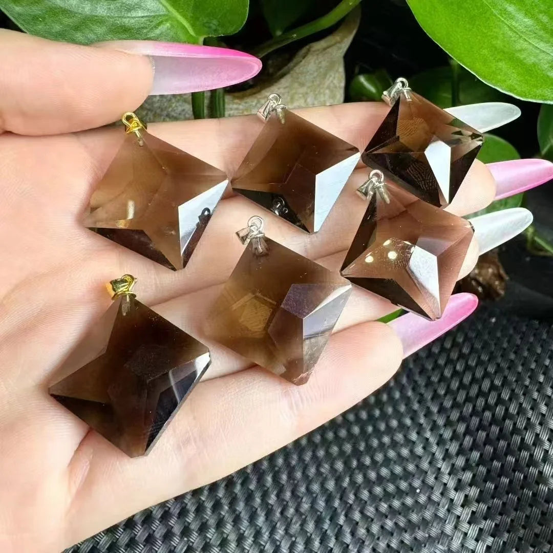 Handmade 925 Sterling Silver Pendant Jewelry Natural Healing Crystal Faceted Smoky Quartz Pendant for Muladhara MegaBDM