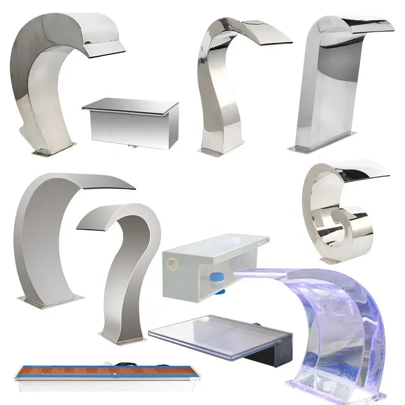 Wholesale Factory Stainless Steel Spa Pool Cascade Spillway Waterfall Features Swimming Pool Fountain Waterfall Spillway MegaBDM