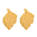 Fancy Earrings Wholesale Bulk 18k PVD Gold Plated Leaf Texture Titanium Earrings Retro Chic Big Hypoallergenic Stud Earrings