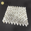 Thassos White Marble Mix Shell Mini Oval Shape Mosaic Tile by Waterjet Technique