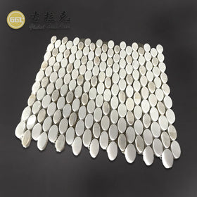 Thassos White Marble Mix Shell Mini Oval Shape Mosaic Tile by Waterjet Technique