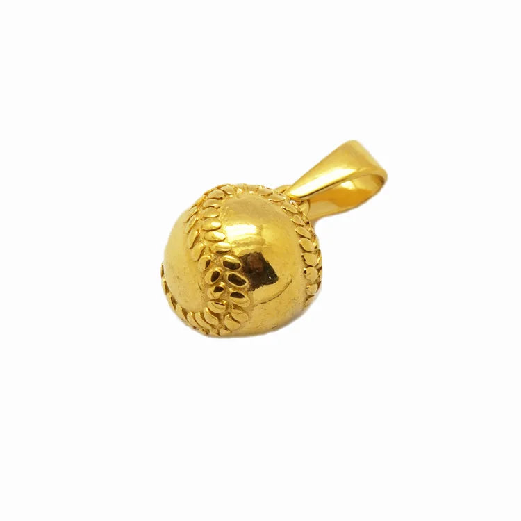 Fashion Gothic Baseball Pendant 18K Gold Plated Sport Jewelry Stainless Steel Ball Pendant for Men Necklace