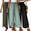 Hot Selling American Summer Fashion Split Hem Pantalones Anchos Casual High Smock Waist Loose Wide Leg Pants