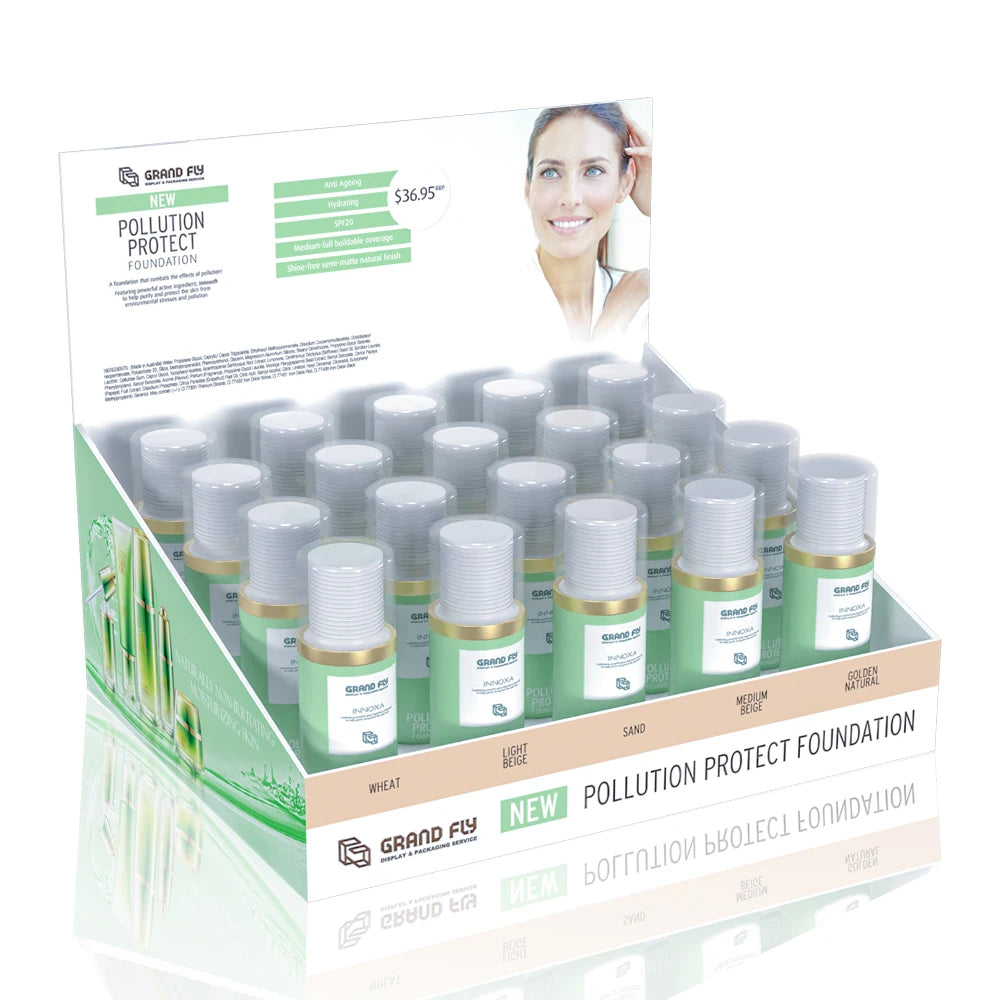 Manufacturer Custom Unique Design Retail Desktop Cosmetics Cardboard Pdq Display Boxes Skin Care Essence Lotion Counter Display