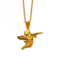 New Arrival Angel Necklaces Delicate Cupid Revenge Angel Pendant Stainless Steel Gold Angel with Gun Pendant Necklace Women Men