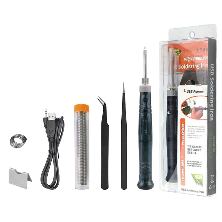 7pc USB Mini Electric Soldering Iron Set 8W Mobile Phone Repair Manual Tool Combination