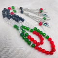 33 Palestinian Flag Color  Islamic Crystal Beads Red Green White and Black Color Mixed Cross-border Prayer Beads Muslim