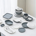 Nordic White Gray Ceramic Bowl and Plate Set Wedding Banquet Party Hotel Restaurant Pasta Steak Dinnerware Tableware Set