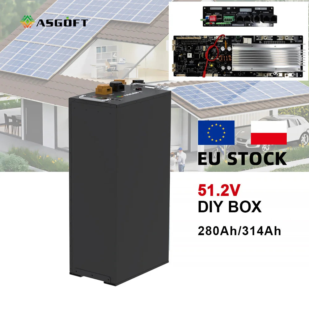 DIY Battery Box 51.2V 15kwh 16kWh Poland Stock EU Stock 16S48V280AH 300AH 320AH 16S Battery case Kit Housing with V19 Bms Board