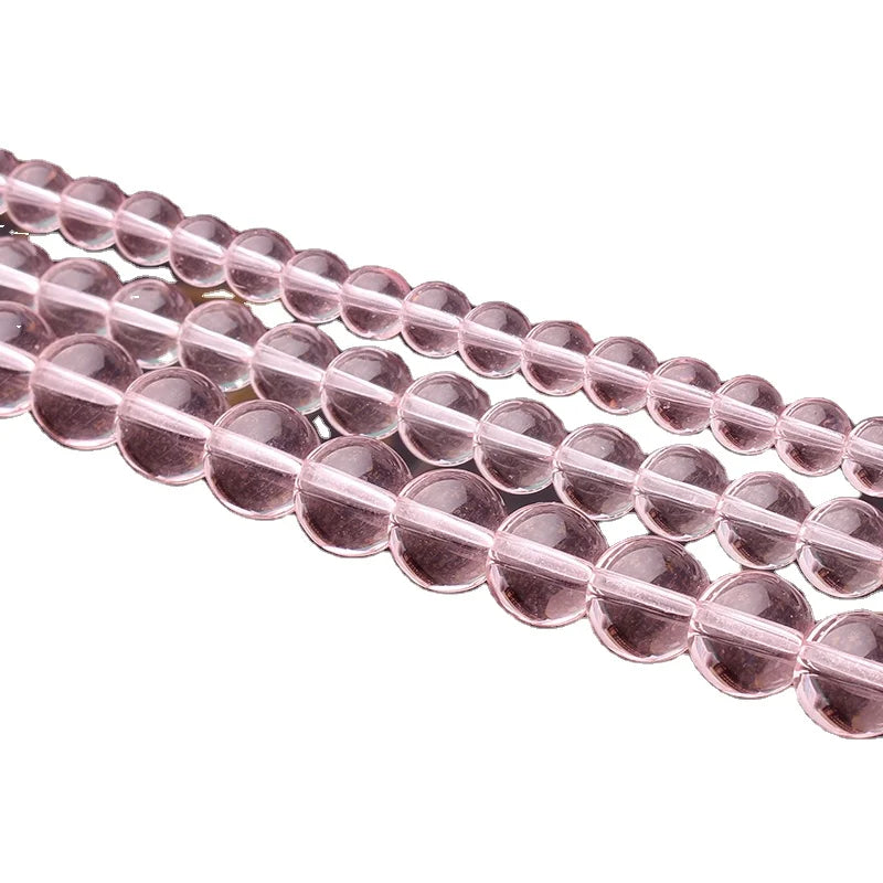 Natural Stone Pink Glass Crystal Beads for Jewelry Making Round Loose Beads Diy Accessories Bracelets 6mm/8mm 15''