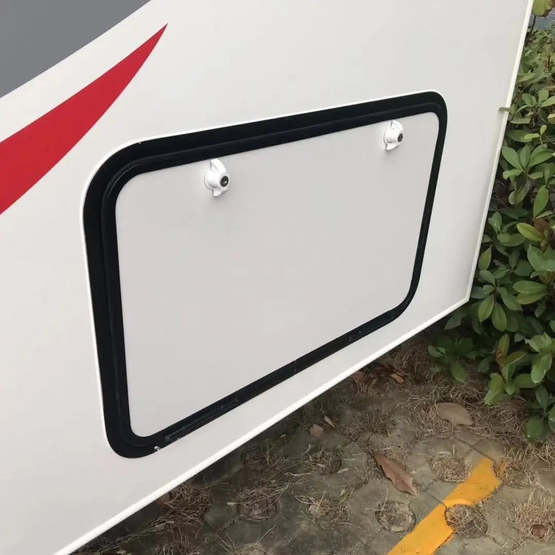 700x400mm White Panel Aluminum Frame Rv Luggage Door with Safety Locks for Off-road Camper Teardrop Trailer