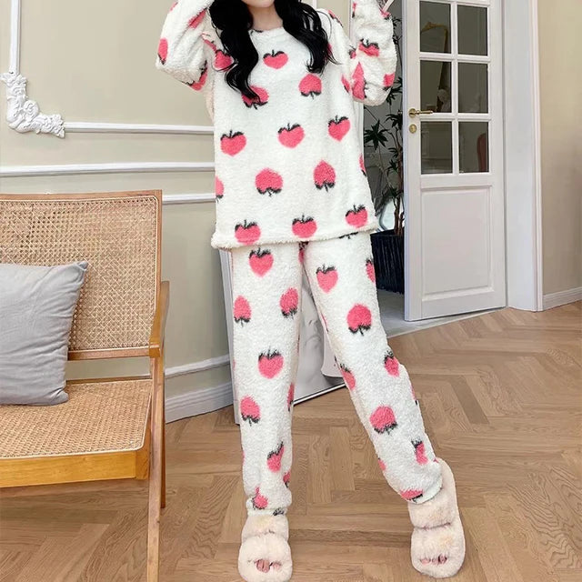 Warm and Comfortable Winter Clothes for Women Loungewear Women Sets Winter Thick Flannel Pajama Loungewear