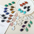 Healing Stone Pendants Oval Shape Crystal Stone Charms for Jewelry Necklace Making DIY
