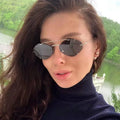 Luxury Wholesale Designer Summer Sunglasses Women Small Frame Metal Polygon Rimless Sunglasses