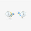 FUAMAY 10mm Big Fresh Water Pearl Studs Ear Rings Fashion Handmade Diamond Stud Earrings for Women
