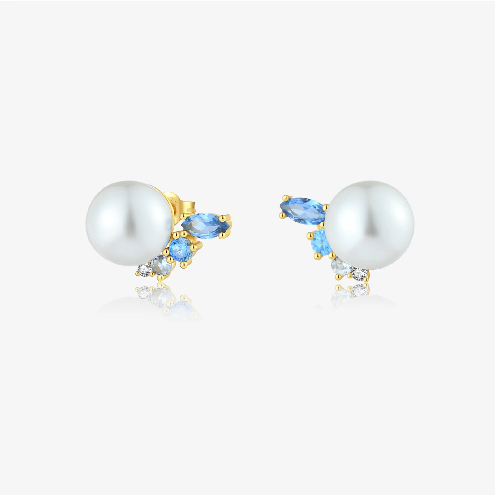 FUAMAY 10mm Big Fresh Water Pearl Studs Ear Rings Fashion Handmade Diamond Stud Earrings for Women