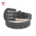 Bling Bling Western Cowboy Diamond Waistband Studded Custom Designer Black Glitter Rhinestone Belt